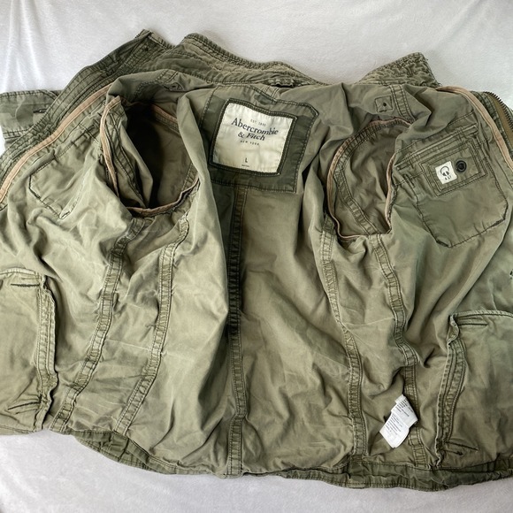 Abercrombie Fitch Sentinel Jacket Mens M Large Athletic Fit Green Camo Military - Picture 16 of 16